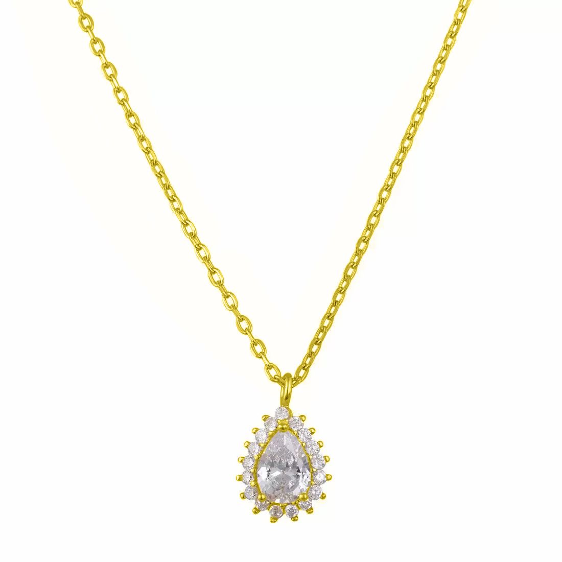 Κολιέ Ροζέτα Από Ασήμι 925 Επιχρυσωμένο Με Δάκρυ SS17378