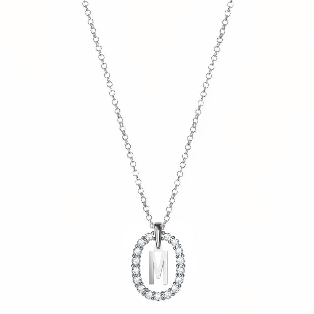 Κολιέ Από Ασήμι 925 Με Μονόγραμμα Και Swarovski Διάφανα EX15336
