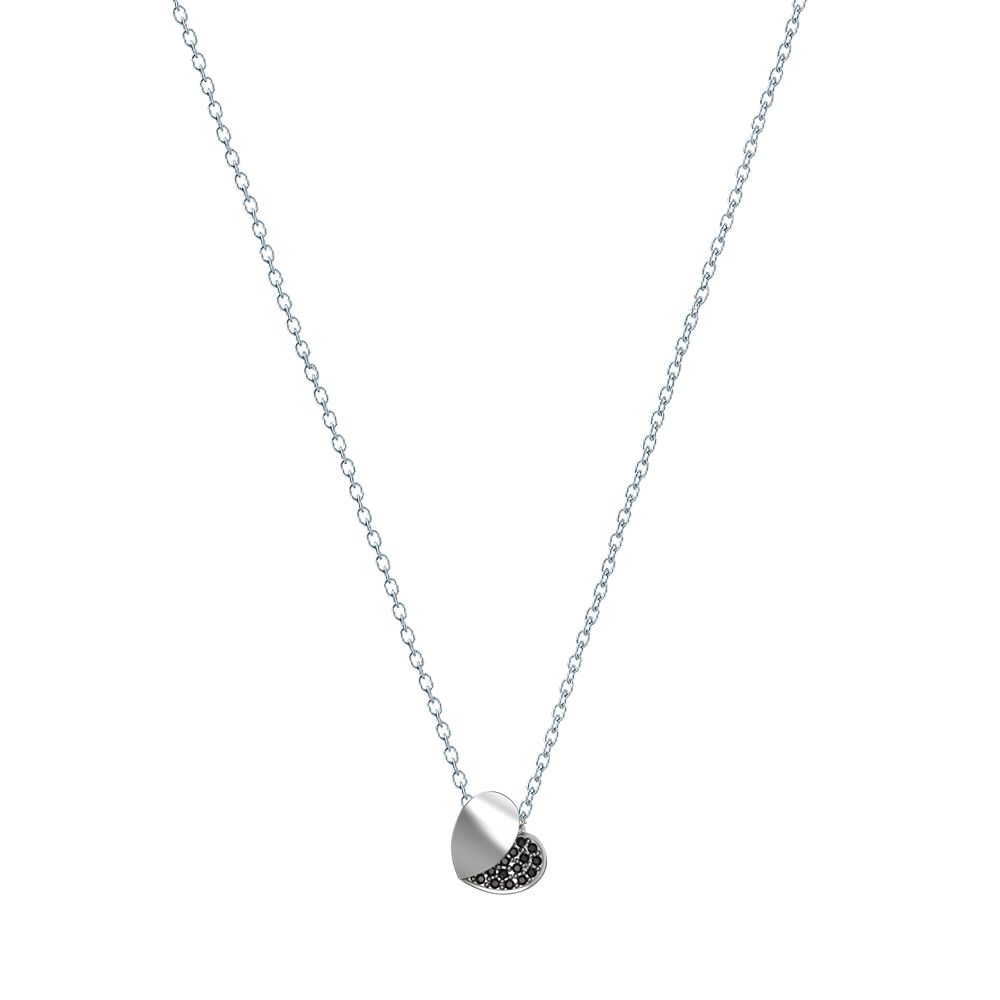 Κολιέ Από Ασήμι 925 Με Καρδιά Από Swarovski Μαύρα EX15433