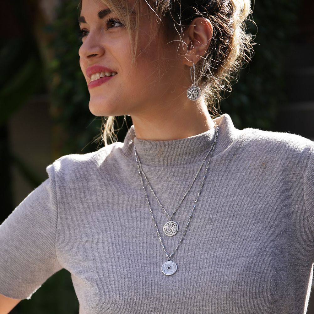 Κολιέ Από Ανοξείδωτο Ατσάλι Και Ορείχαλκο Με Δίσκο Της Φαιστού AA15583