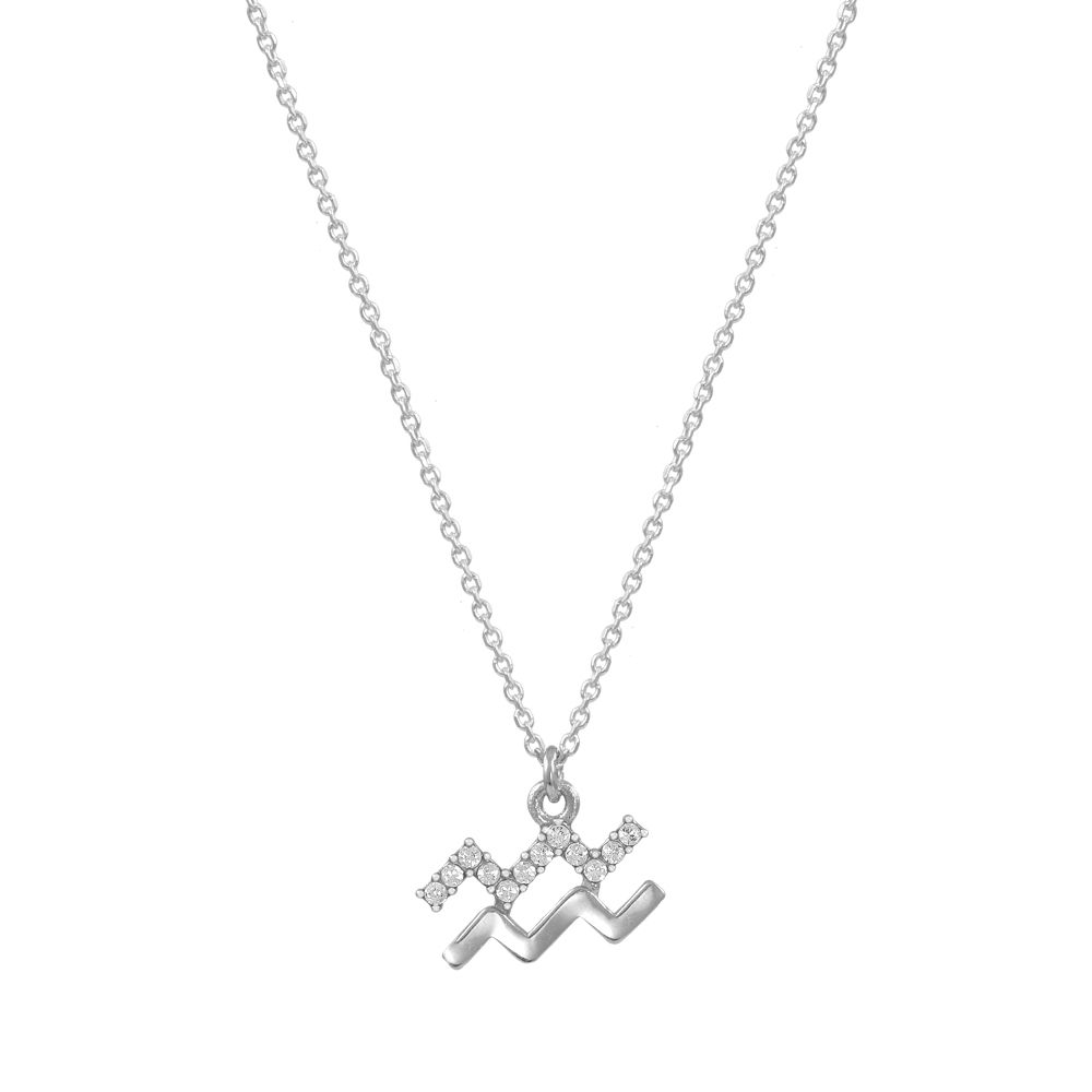 Κολιέ Από Ασήμι 925 Επιπλατινωμένο Με Το Ζώδιο Του Υδροχόου EX19996