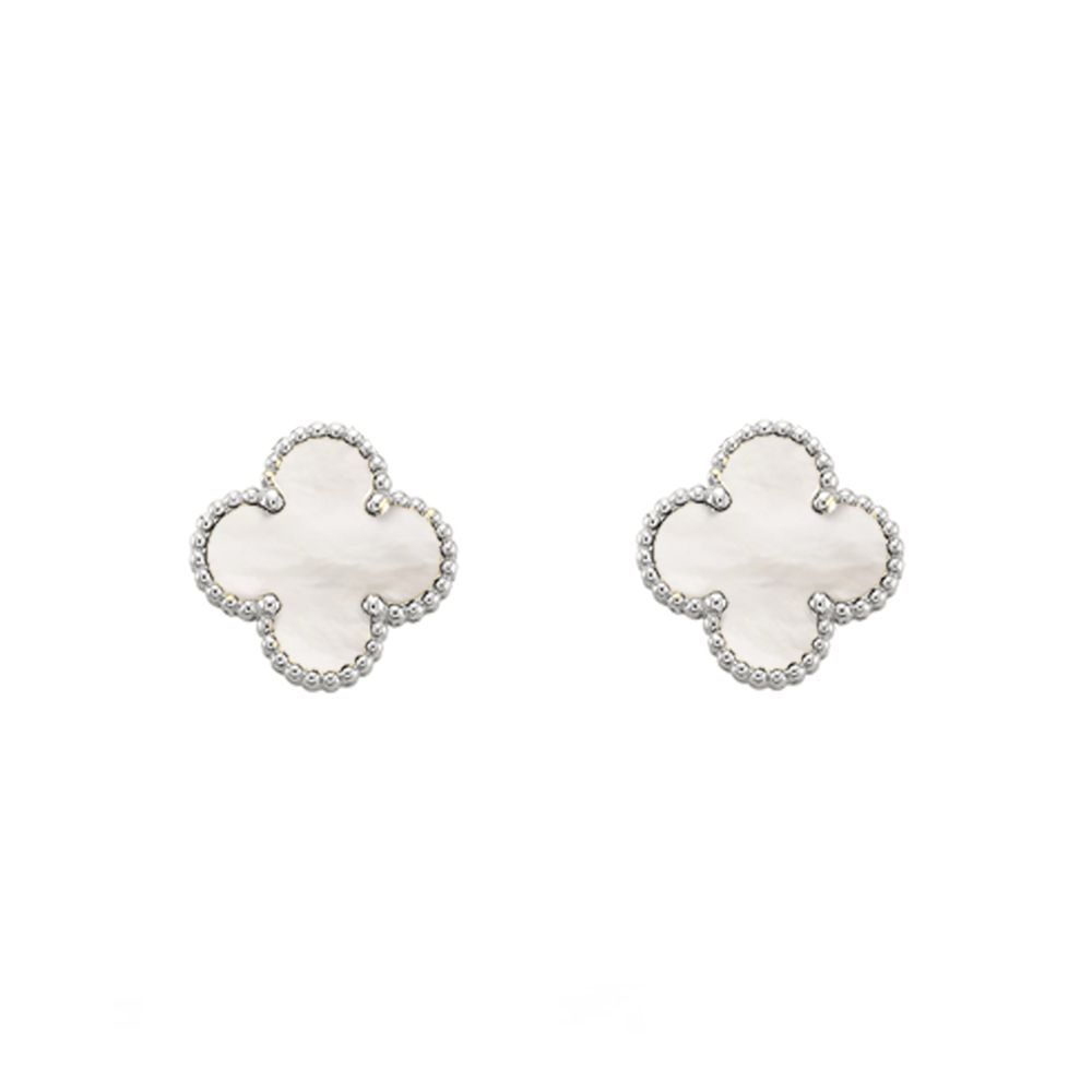Σκουλαρίκια Λουλούδι Clover Λευκό από Ατσάλι MI46032