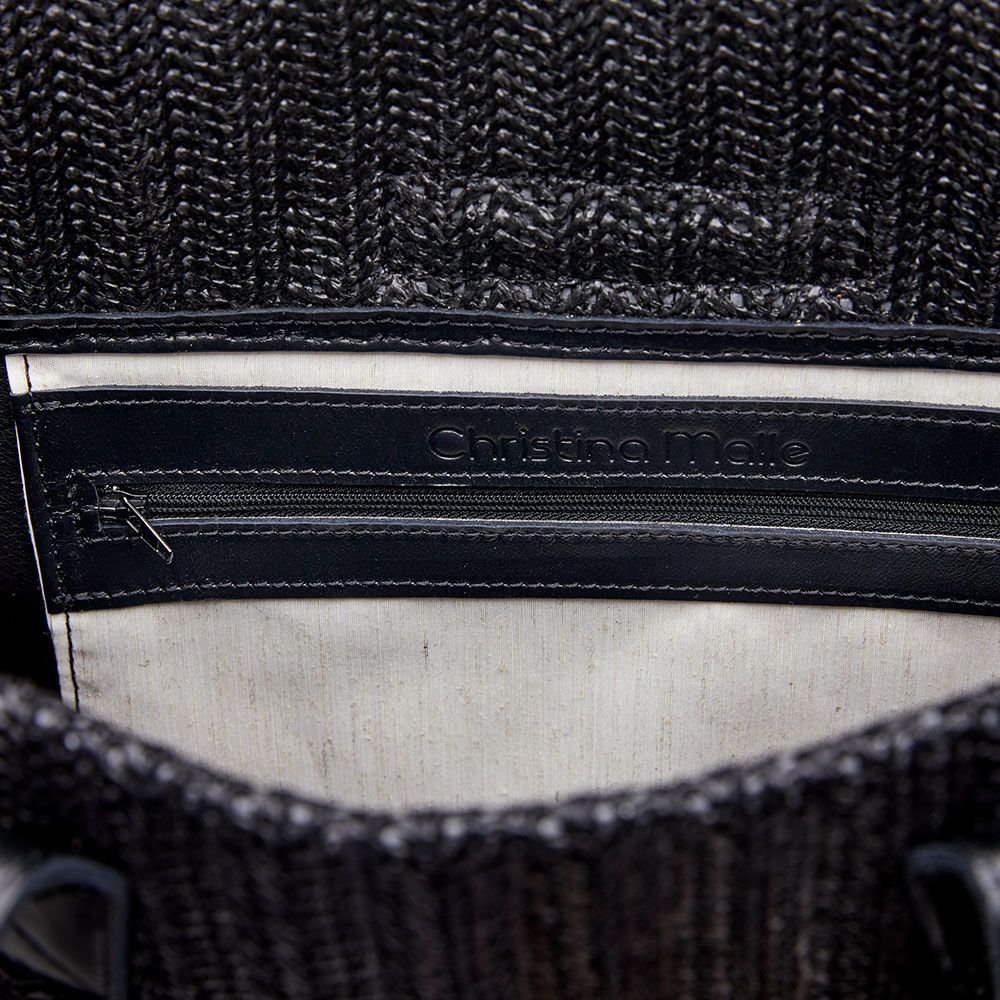Black Straw Shopper Bag - Shoulder Bag by Christina Malle CM96445