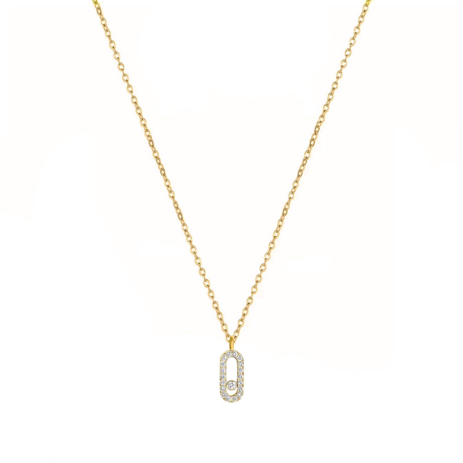 Κολίε Από Ατσάλι Επιχρυσωμένο Με Ζιργκόν MI13739