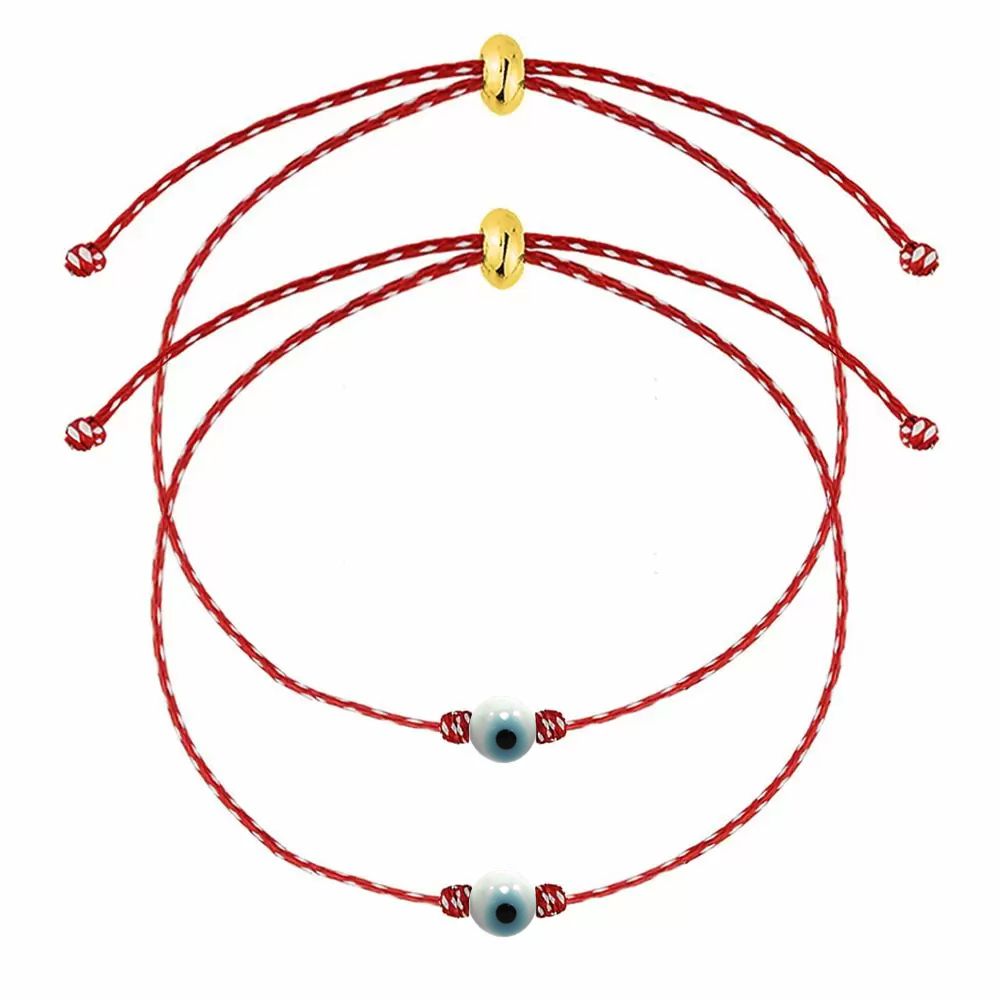 Σετ Βραχιόλια Μαρτάκι Με Ματάκι Άσπρο AA21084