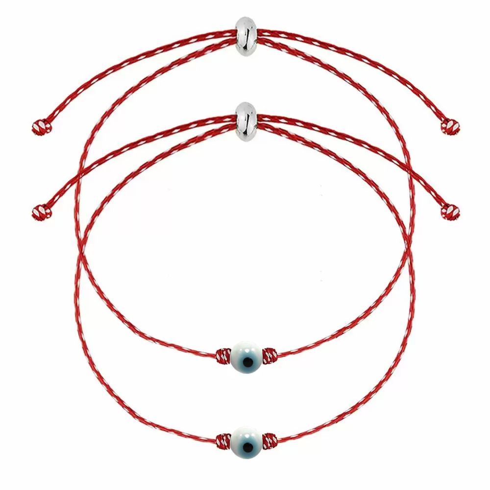 Σετ Βραχιόλια Μαρτάκι Με Ματάκι Άσπρο AA21085