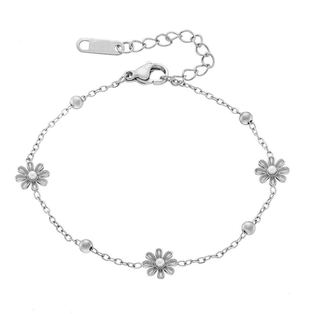 Βραχιόλι Από Ατσάλι Με Λουλουδάκια AS21507