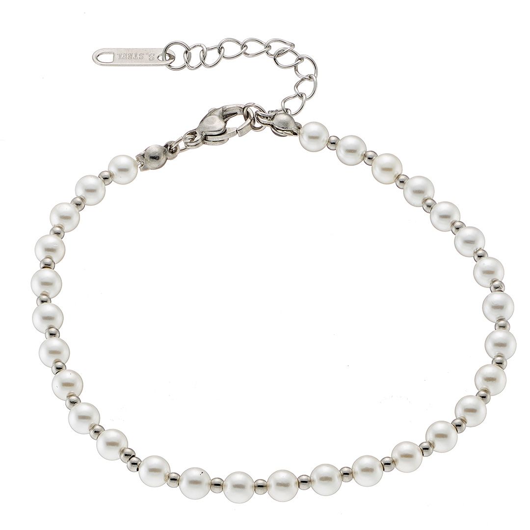 Βραχιόλι Από Ατσάλι Με Μαργαριτάρια AS21511