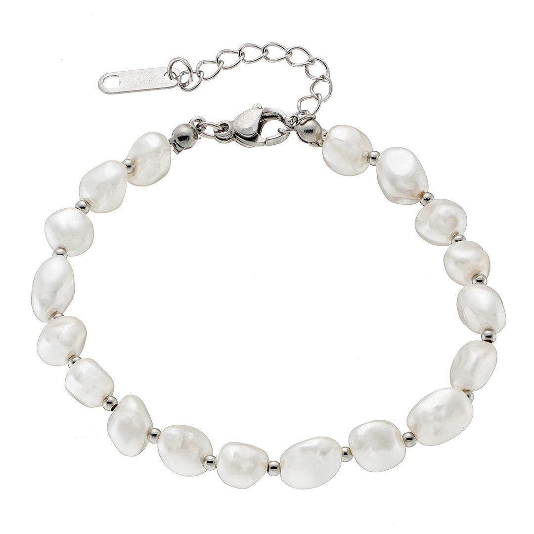 Βραχιόλι Από Ατσάλι Με Μαργαριτάρια AS21513
