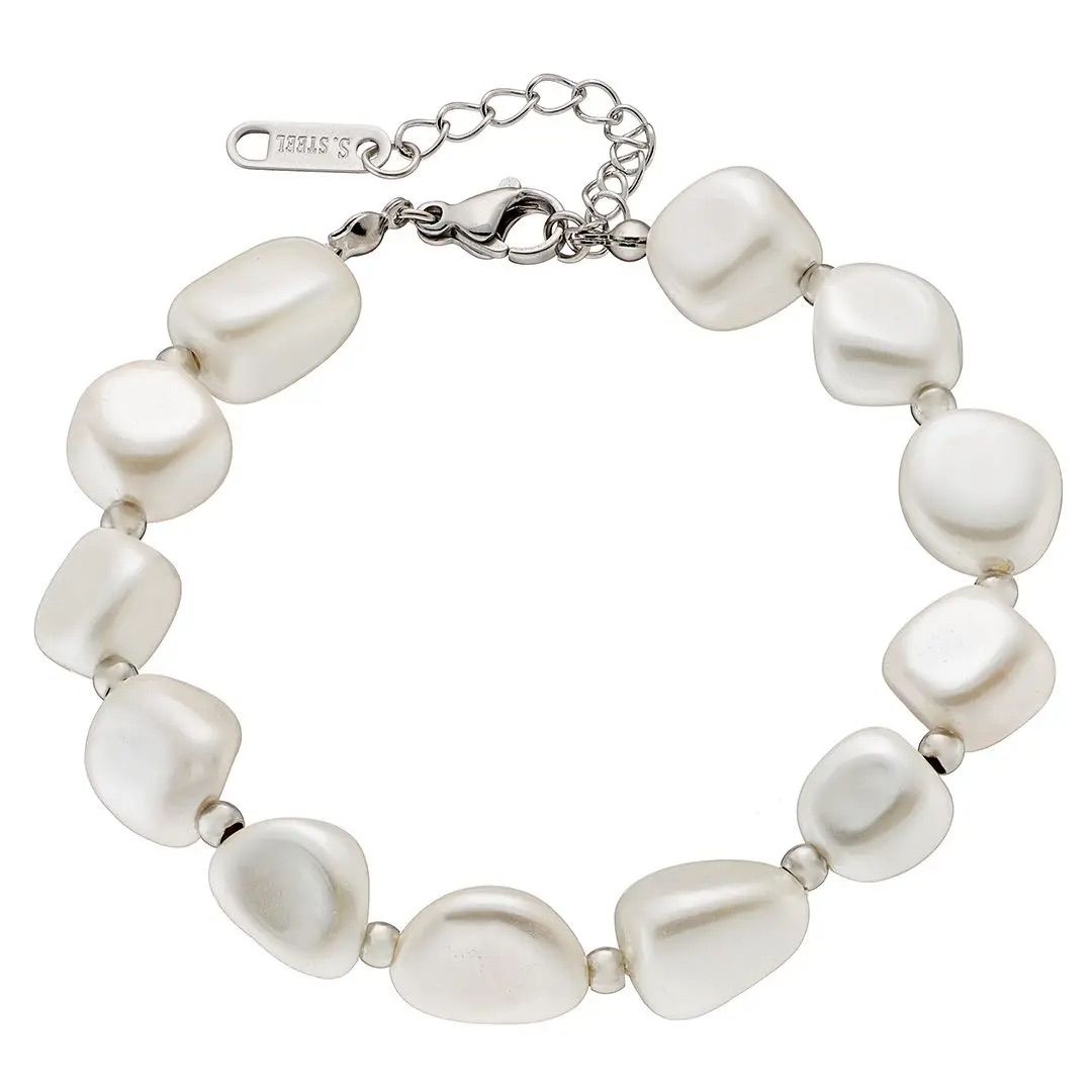Βραχιόλι Από Ατσάλι Με Μαργαριτάρια AS21515