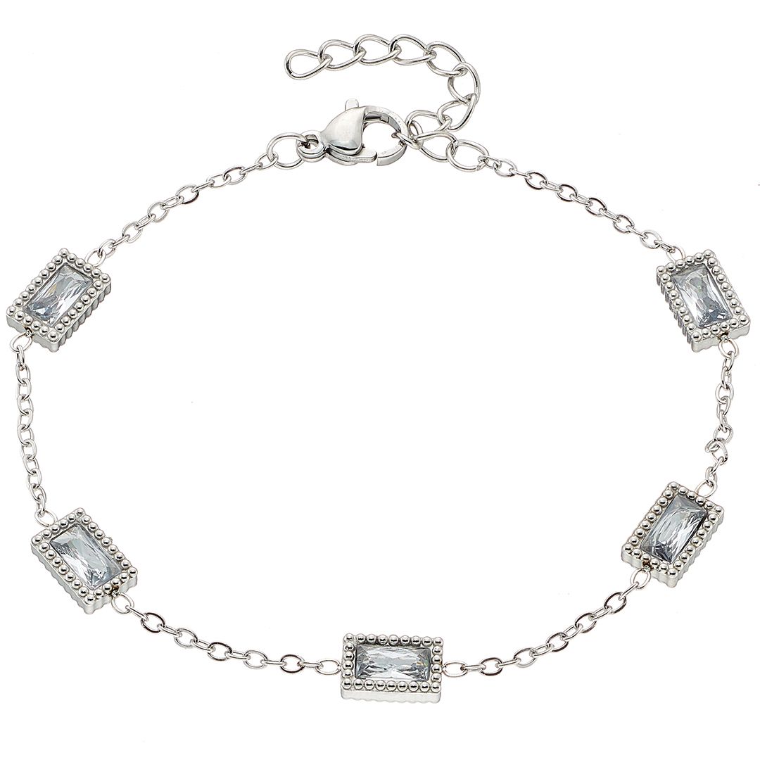 Βραχιόλι Από Ατσάλι Με Κρύσταλλα Λευκά ΑS21521