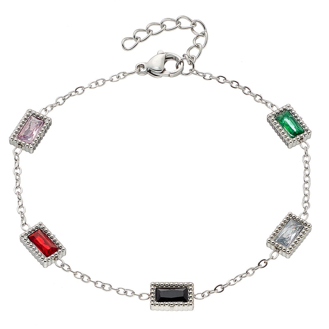Βραχιόλι Από Ατσάλι Με Κρύσταλλα Πολύχρωμα ΑS21527