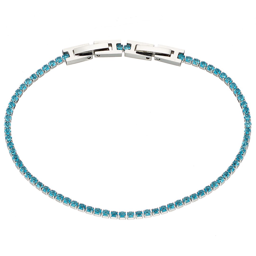 Βραχιόλι Ριβιέρα 2mm Από Ατσάλι Επιχρυσωμένο 24Κ Με Κρύσταλλα Τιρκουάζ ΑS21537