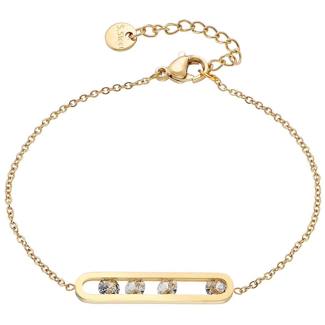 Βραχιόλι Από Ατσάλι Επιχρυσωμένο 24Κ Με Κρύσταλλα ΑS21553
