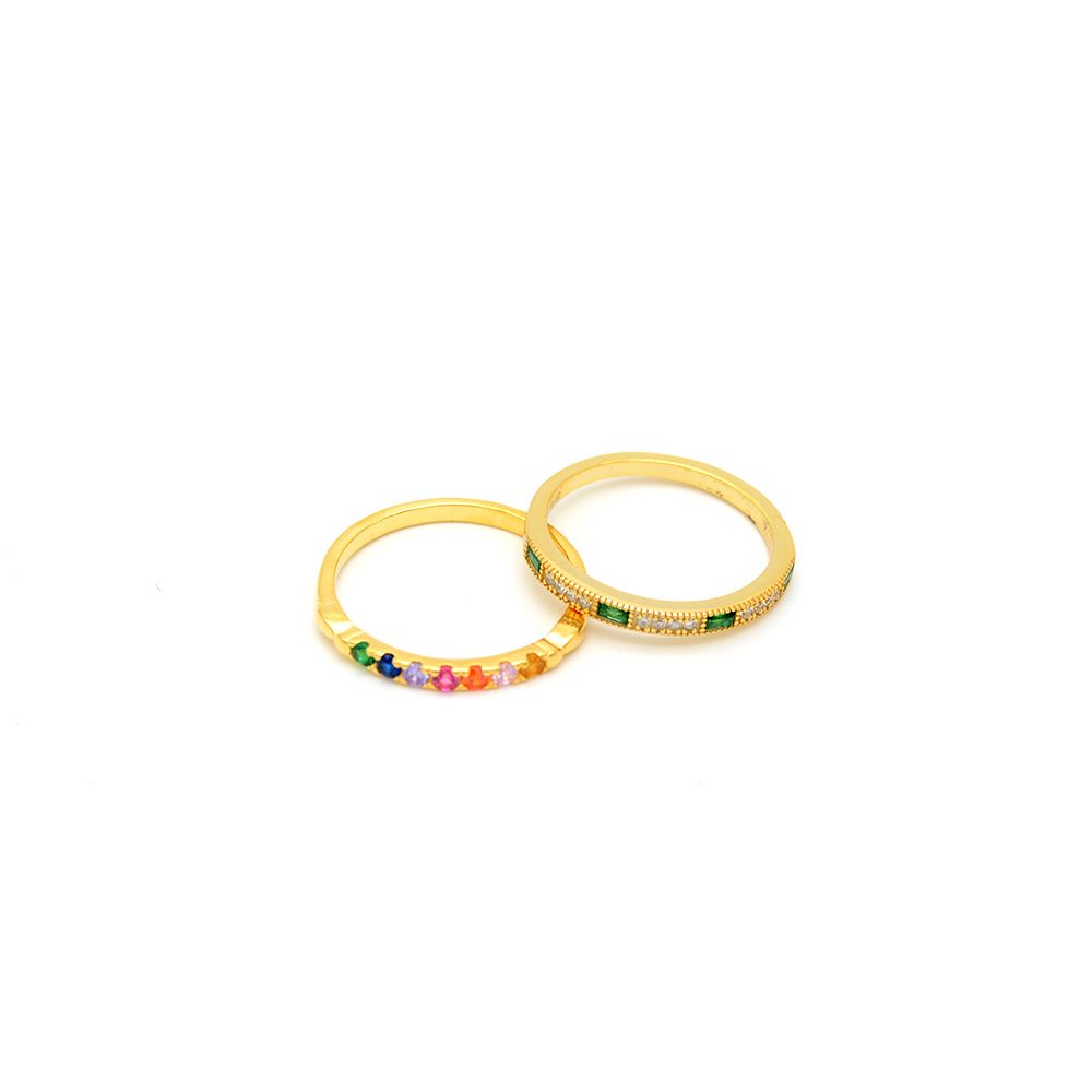 Δαχτυλίδι Από Ασήμι 925 Επιχρυσωμένο Βέρα Με Ζιργκόν Πολύχρωμα PS30824