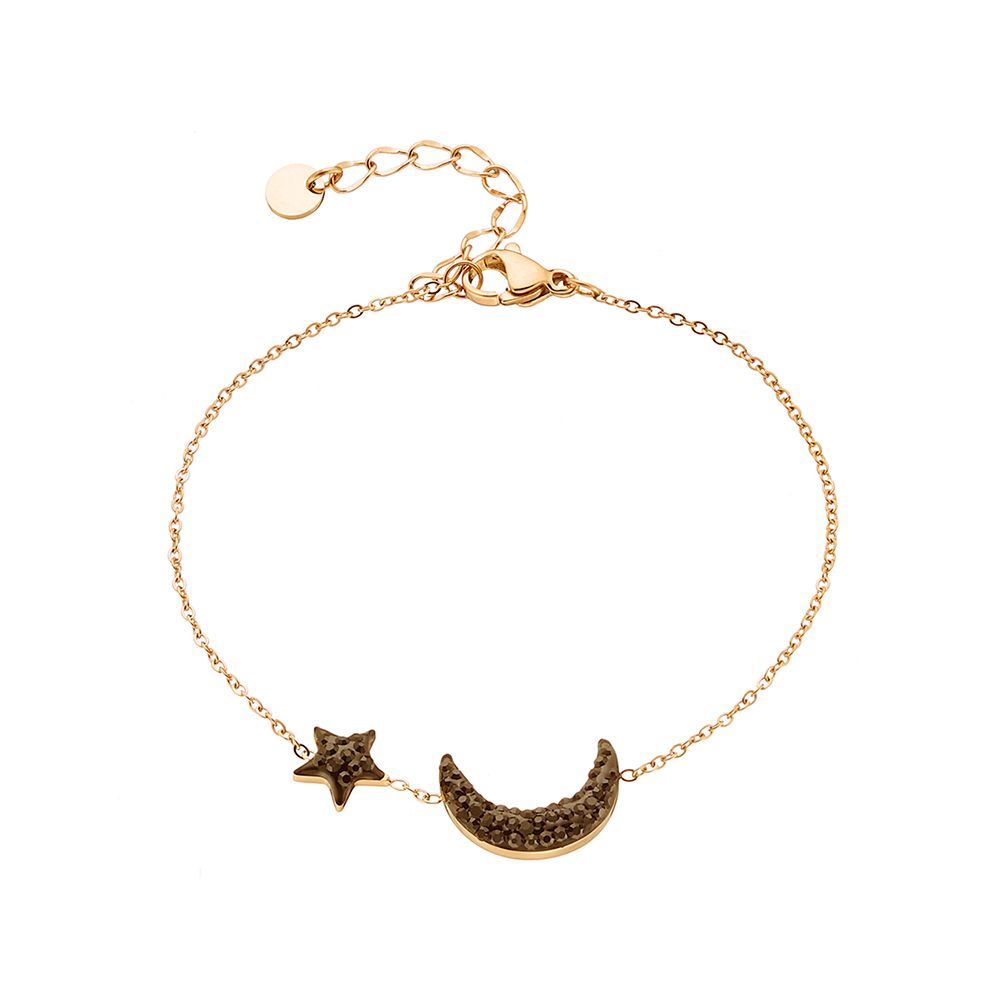 Βραχιόλι Από Ανοξείδωτο Ατσάλι Επιχρυσωμένο Με Φεγγάρι Και Αστεράκι AS25127