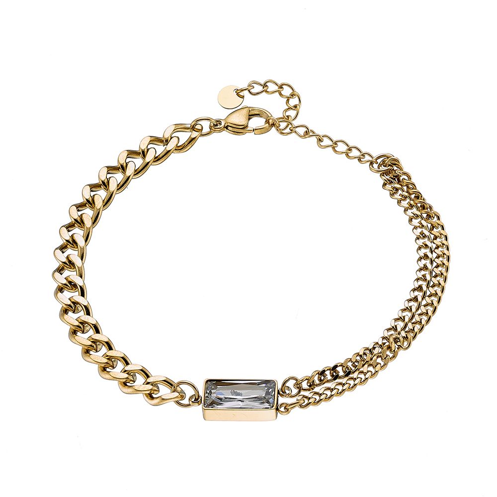 Βραχιόλι Από Ανοξείδωτο Ατσάλι Επιχρυσωμένο Με Swarovski AS25283