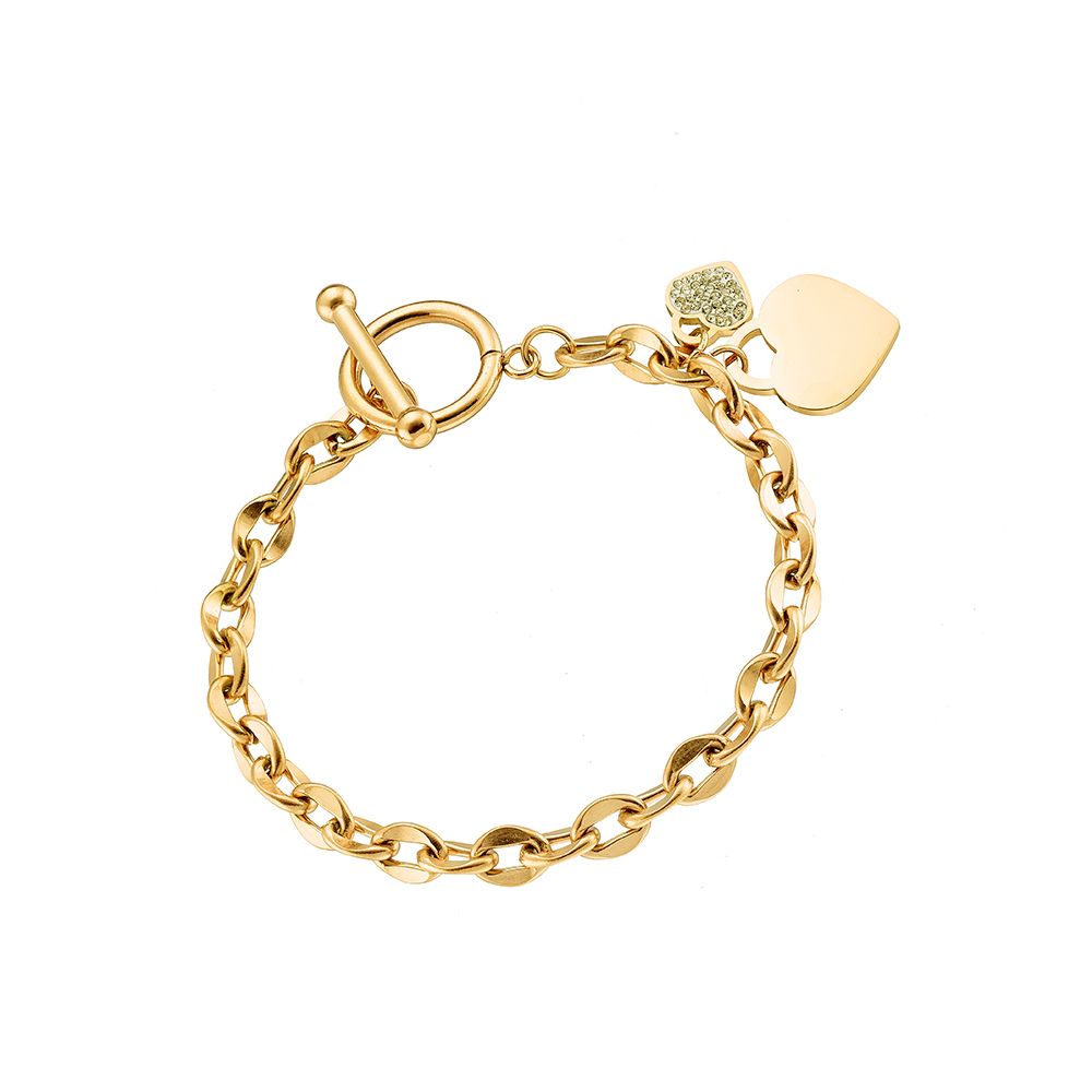 Βραχιόλι Από Ανοξείδωτο Ατσάλι Επιχρυσωμένο Με Καρδιά AS25310