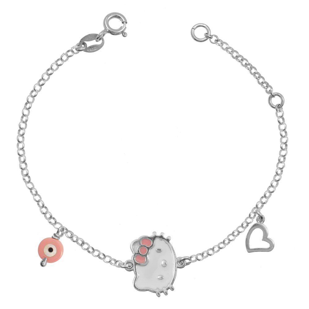Βραχιόλι Από Ασήμι 925 Επιπλατινωμένο Με Hello Kitty ΚΟ26653