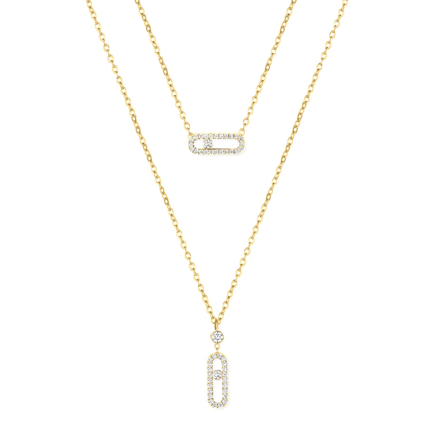 Διπλό Κολίε Από Ατσάλι Επιχρυσωμένο Με Ζιργκόν MI13741