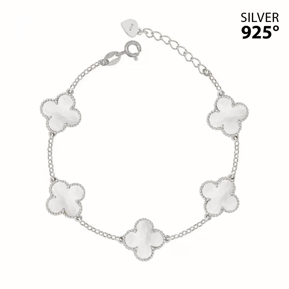 Βραχιόλι Λουλούδι Clover Large με Φίλντισι από Ασήμι 925 PS29670