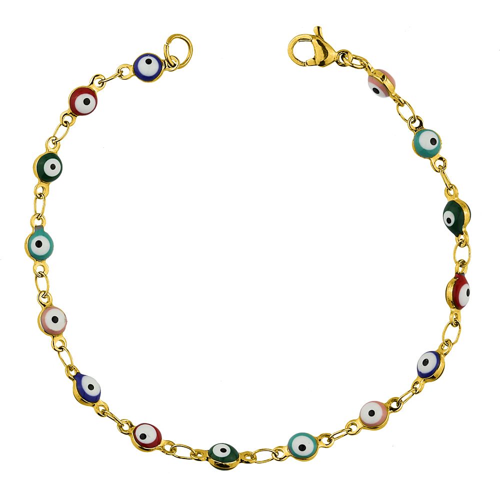 Βραχιόλι Από Ανοξείδωτο Ατσάλι Επιχρυσωμένο Με Ματάκι TA28955