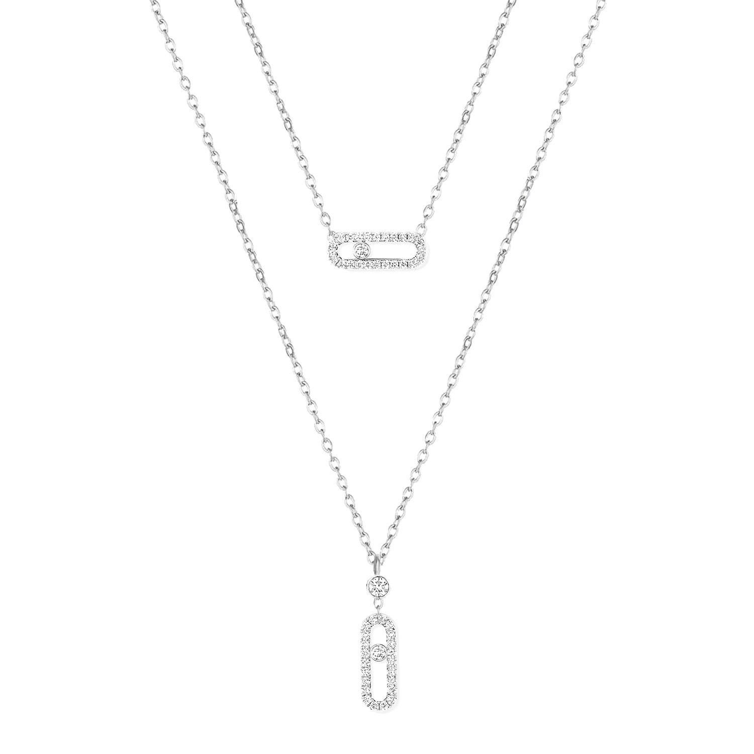 Διπλό Κολίε Από Ατσάλι Με Ζιργκόν MI13740