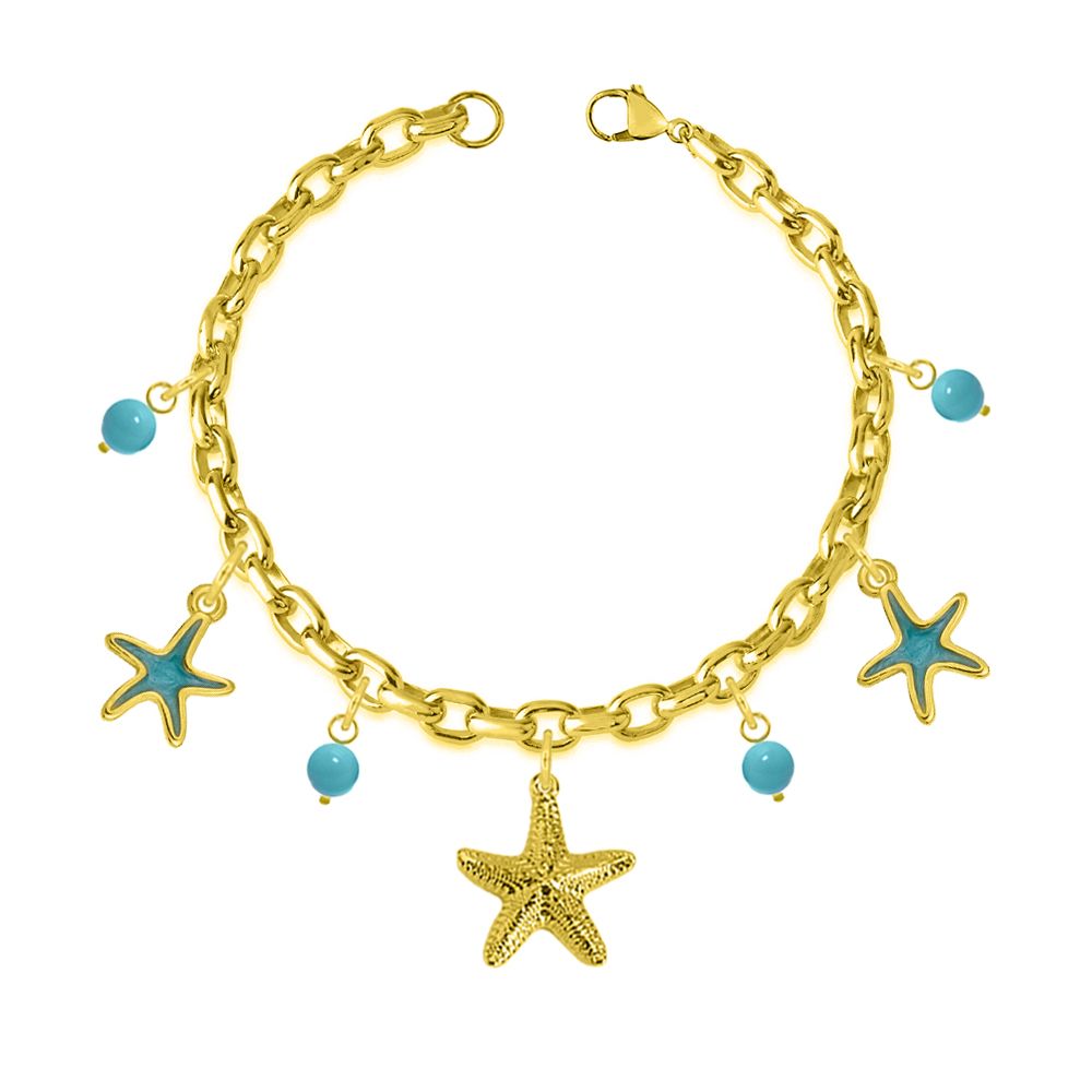 Βραχιόλι Από Ατσάλι Επιχρυσωμένο Με Αστερίες AA29709