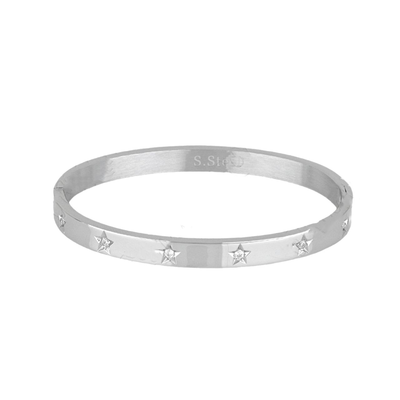 Βραχιόλι Βέργα Από Ατσάλι Με Ζιργκόν TU29753