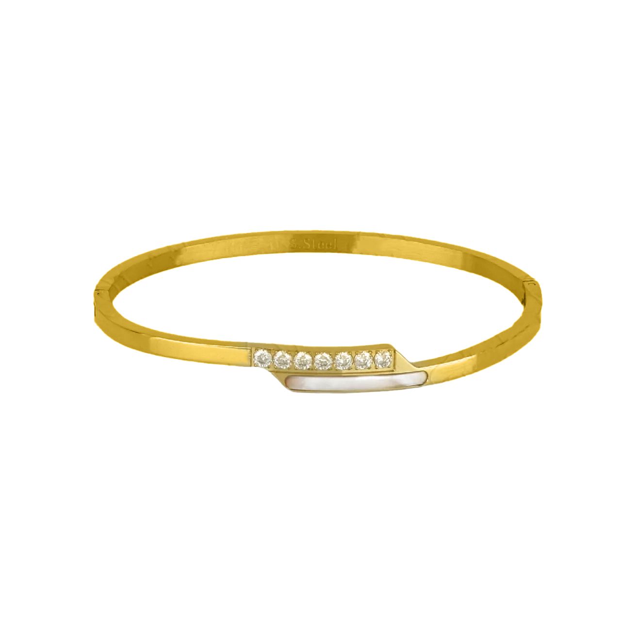 Βραχιόλι Βέργα Από Ατσάλι Επιχρυσωμένο Με Ζιργκόν TU29774