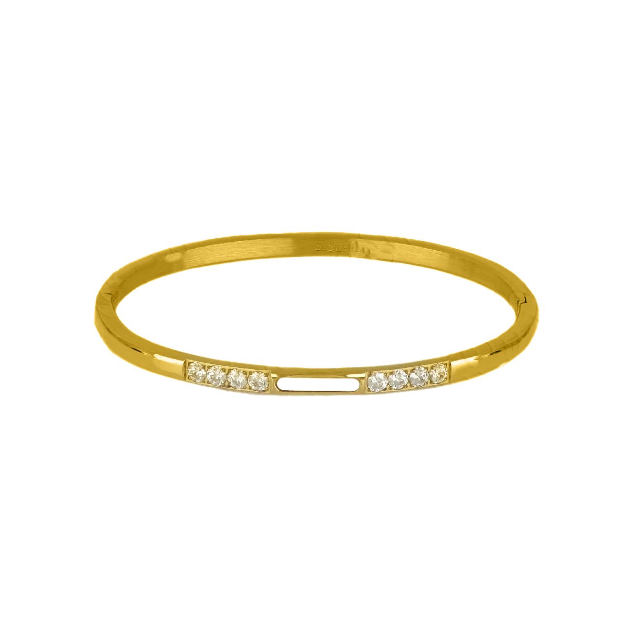 Βραχιόλι Βέργα Από Ατσάλι Επιχρυσωμένο Με Ζιργκόν TU29782