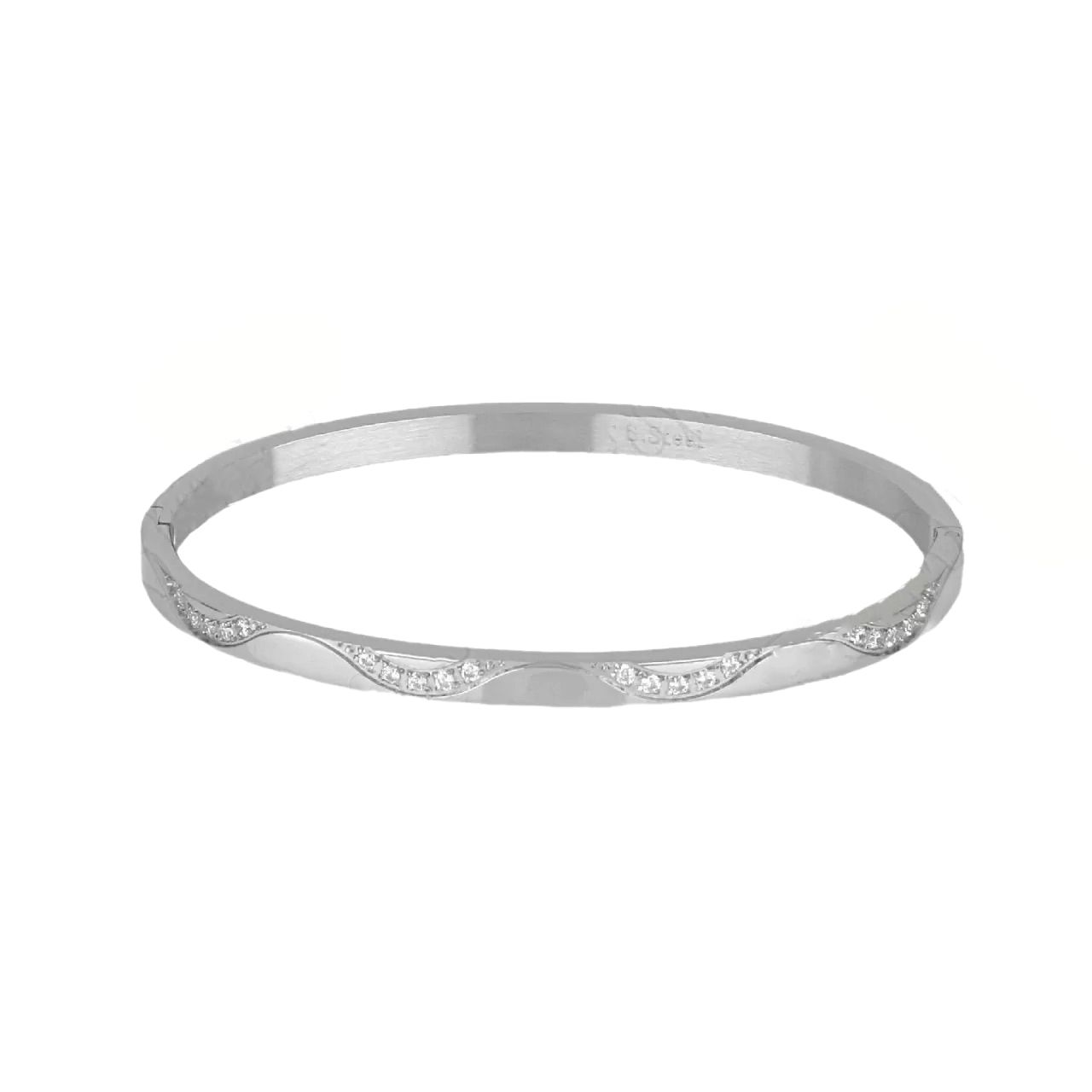 Βραχιόλι Βέργα Από Ατσάλι Με Ζιργκόν TU29783