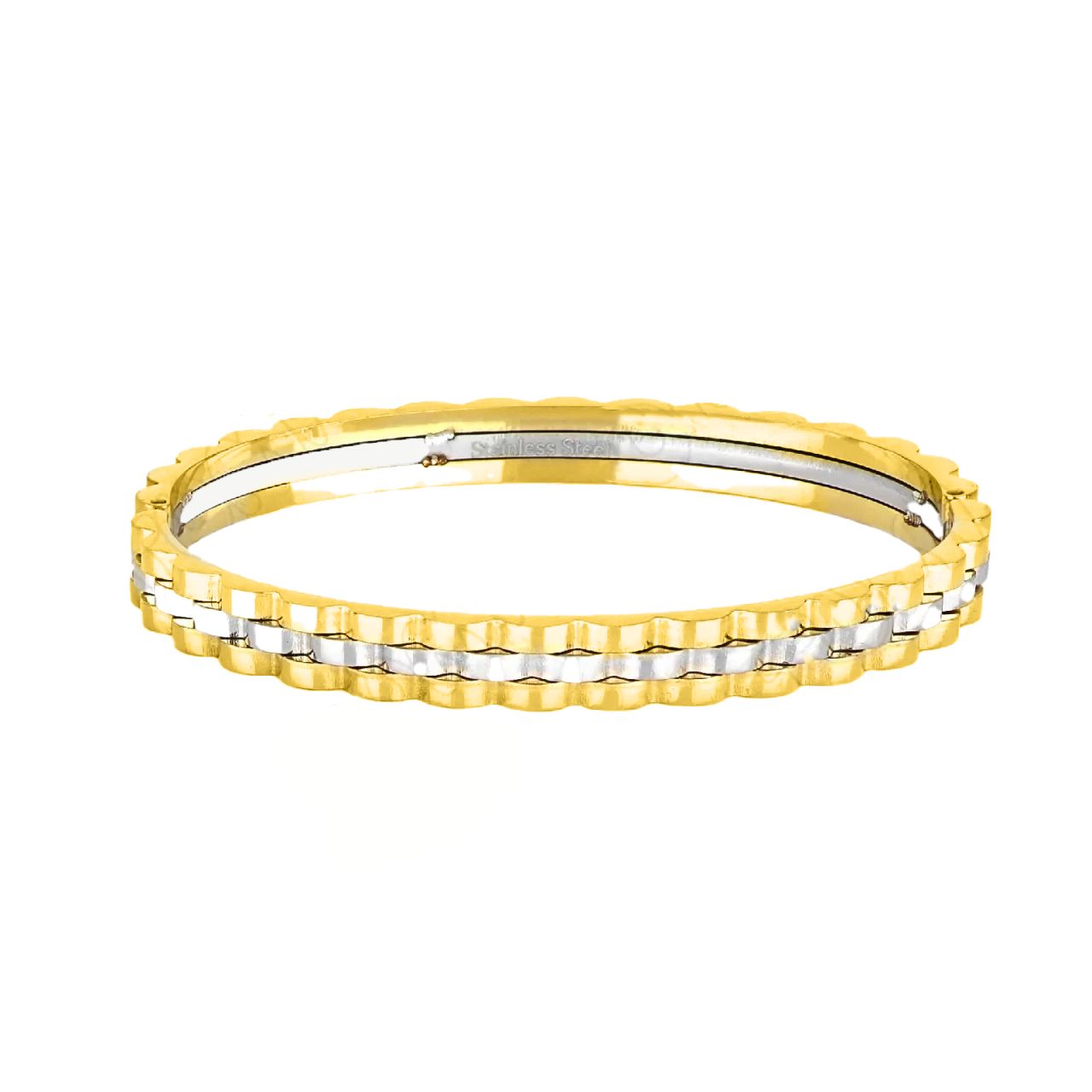 Βραχιόλι Βέργα Από Ατσάλι Επιχρυσωμένο Με Ζιργκόν TU29786