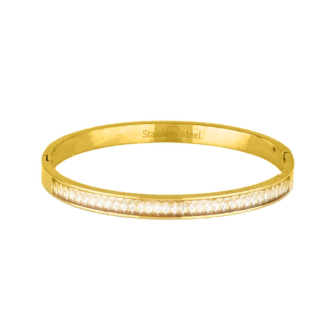 Βραχιόλι Βέργα Από Ατσάλι Επιχρυσωμένο Mε Ζιργκόν TU29799