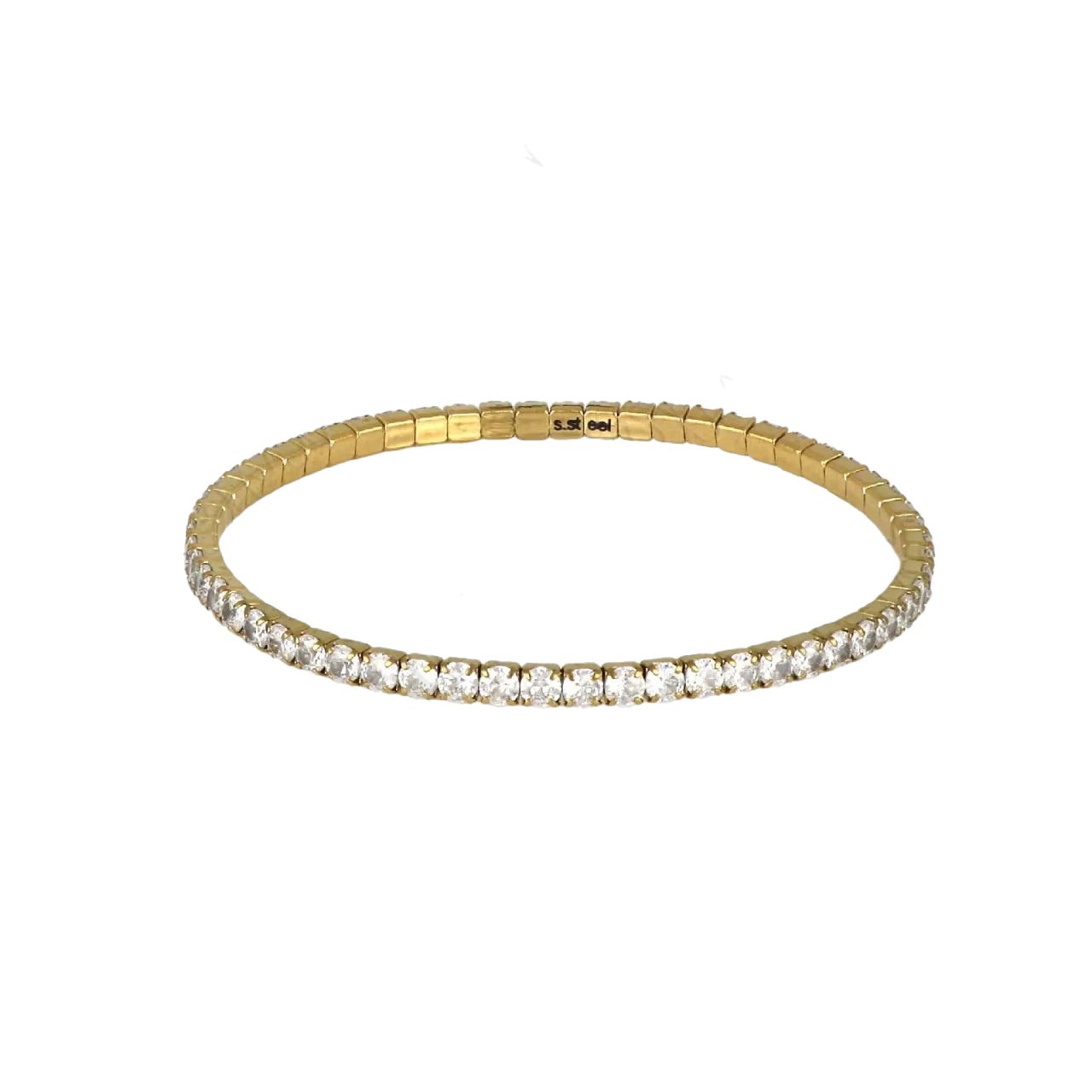 Βραχιόλι Ριβιέρα 3mm Ελαστικό Από Ατσάλι TU29804