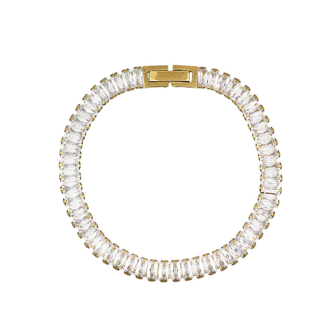 Βραχιόλι Ριβιέρα 5mm Από Ατσάλι Επιχρυσωμένο TU29807