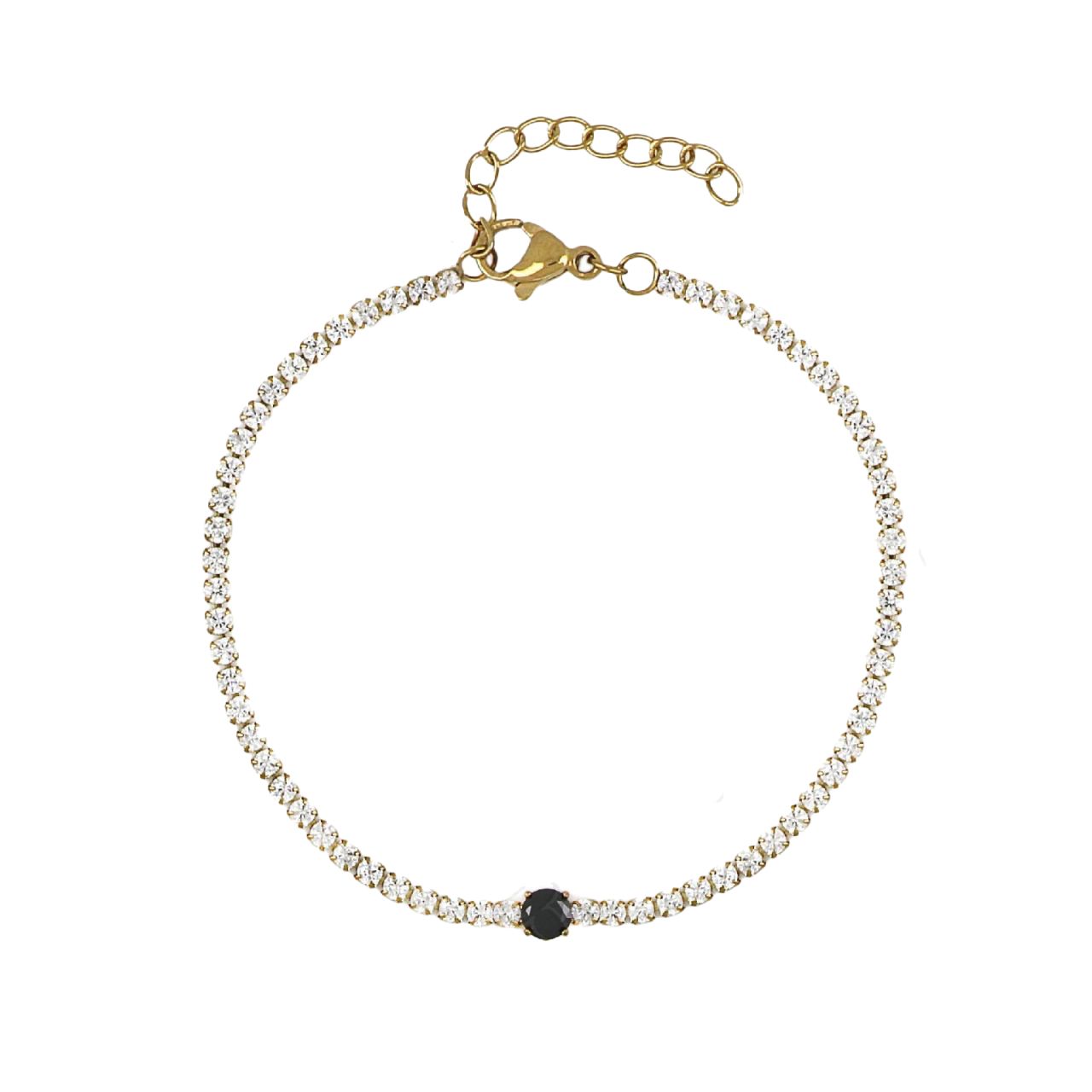 Βραχιόλι Ριβιέρα 2mm Από Ατσάλι Επιχρυσωμένο TU29820