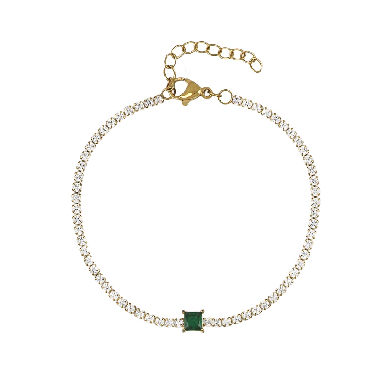 Βραχιόλι Ριβιέρα 2mm Από Ατσάλι Επιχρυσωμένο TU29825