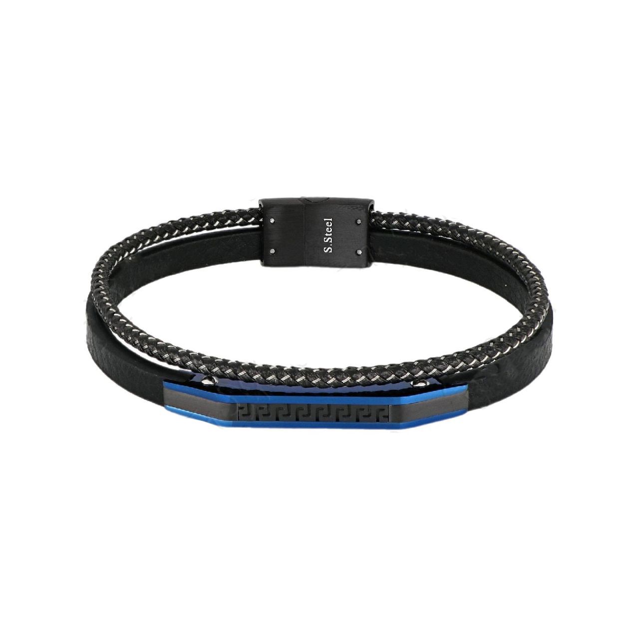 Βραχιόλι Από Δέρμα Και Ατσάλι Με Μαίανδρο TU29839