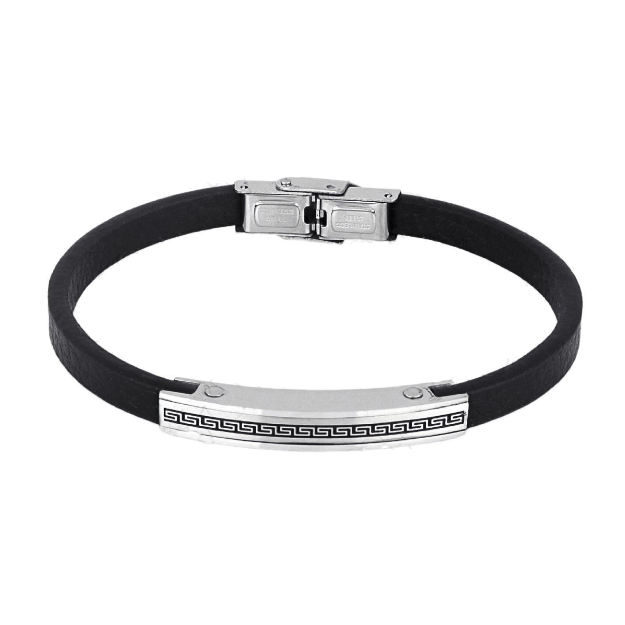 Βραχιόλι Από Δέρμα Και Ατσάλι Με Μαίανδρο TU29848