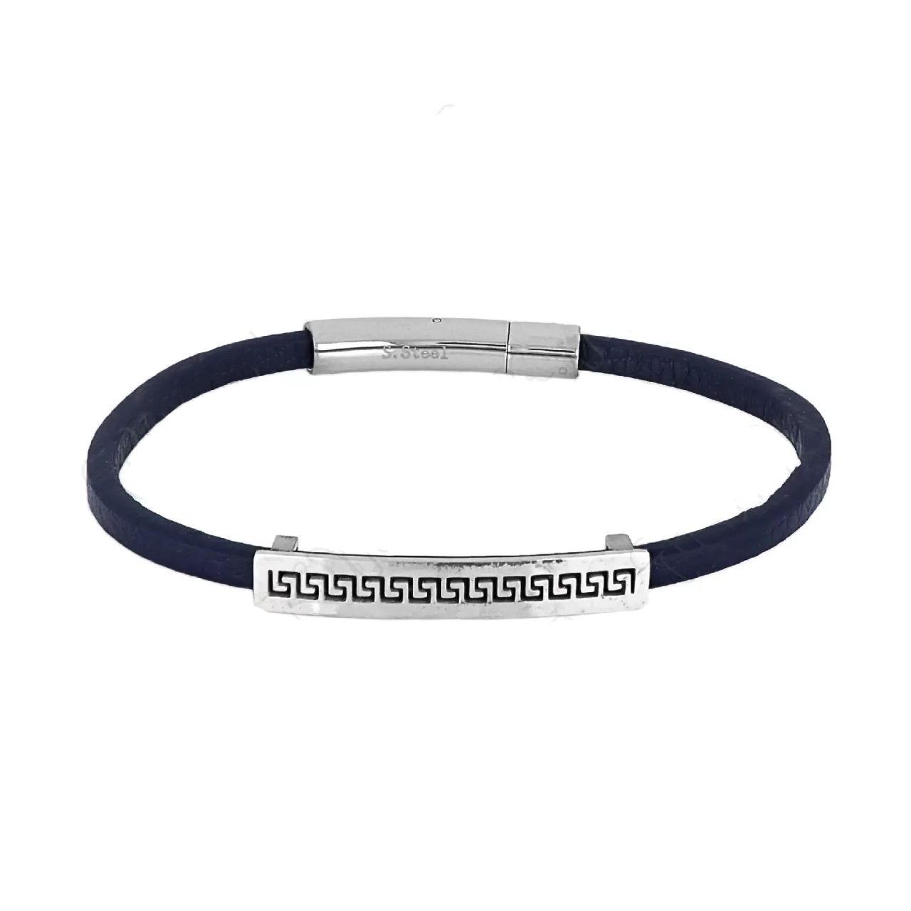 Βραχιόλι Από Δέρμα Και Ατσάλι Με Μαίανδρο TU29861