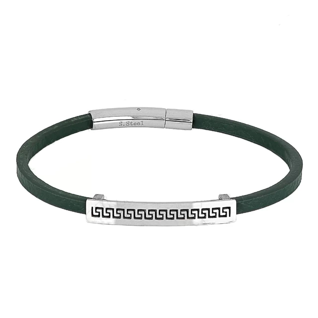 Βραχιόλι Από Δέρμα Και Ατσάλι Με Μαίανδρο TU29862