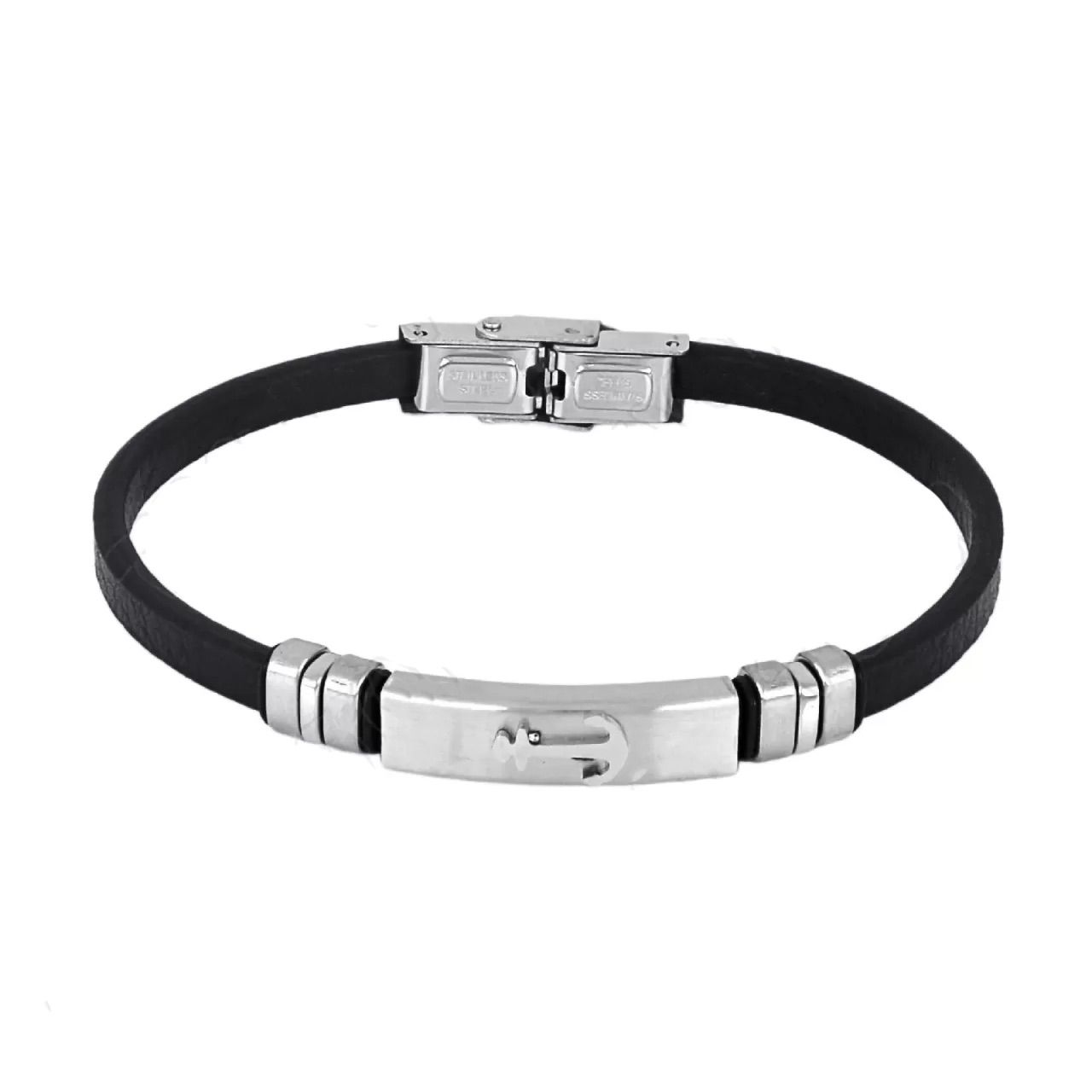 Βραχιόλι Από Δέρμα Και Ατσάλι Με Άγκυρα TU29869