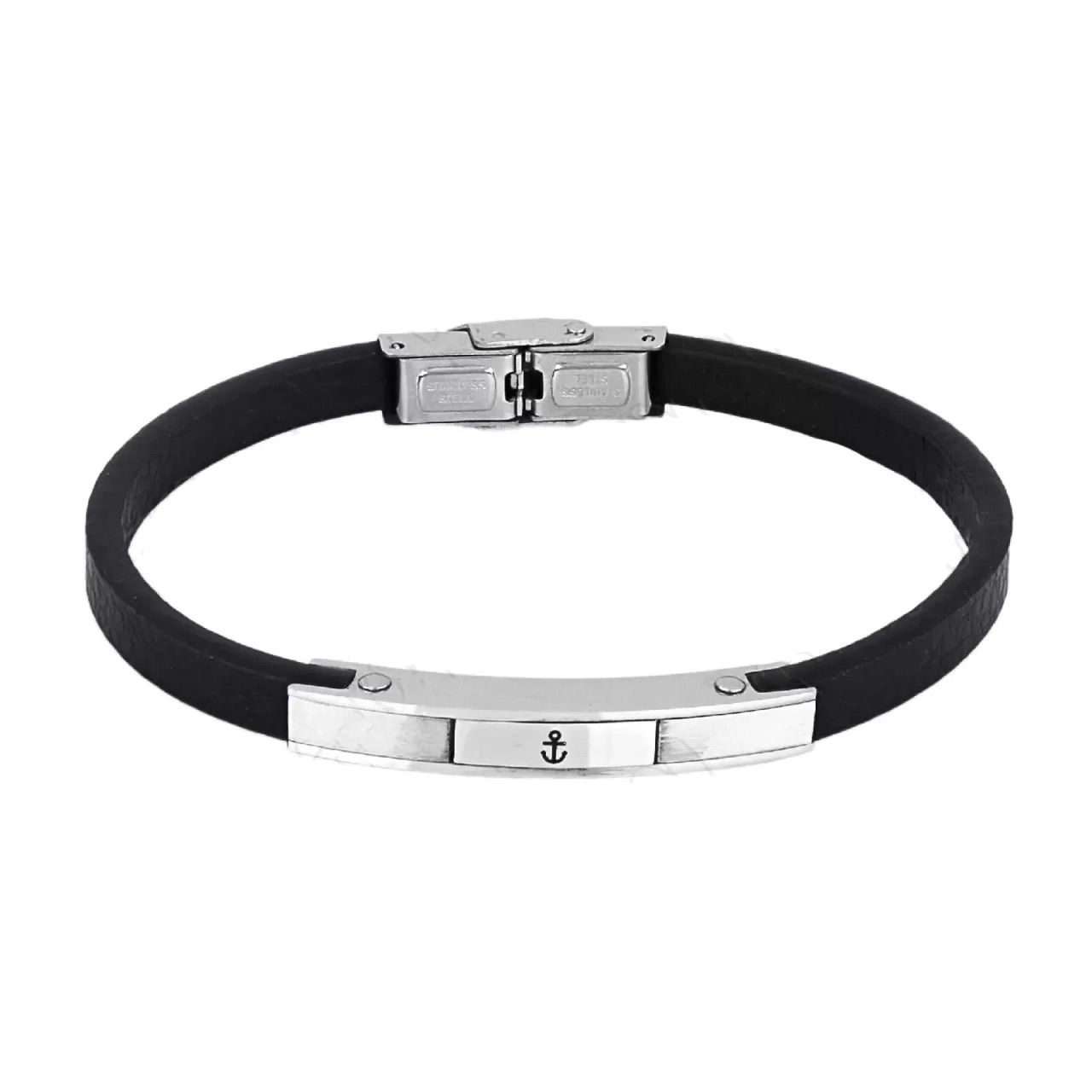 Βραχιόλι Από Δέρμα Και Ατσάλι Με Άγκυρα TU29872