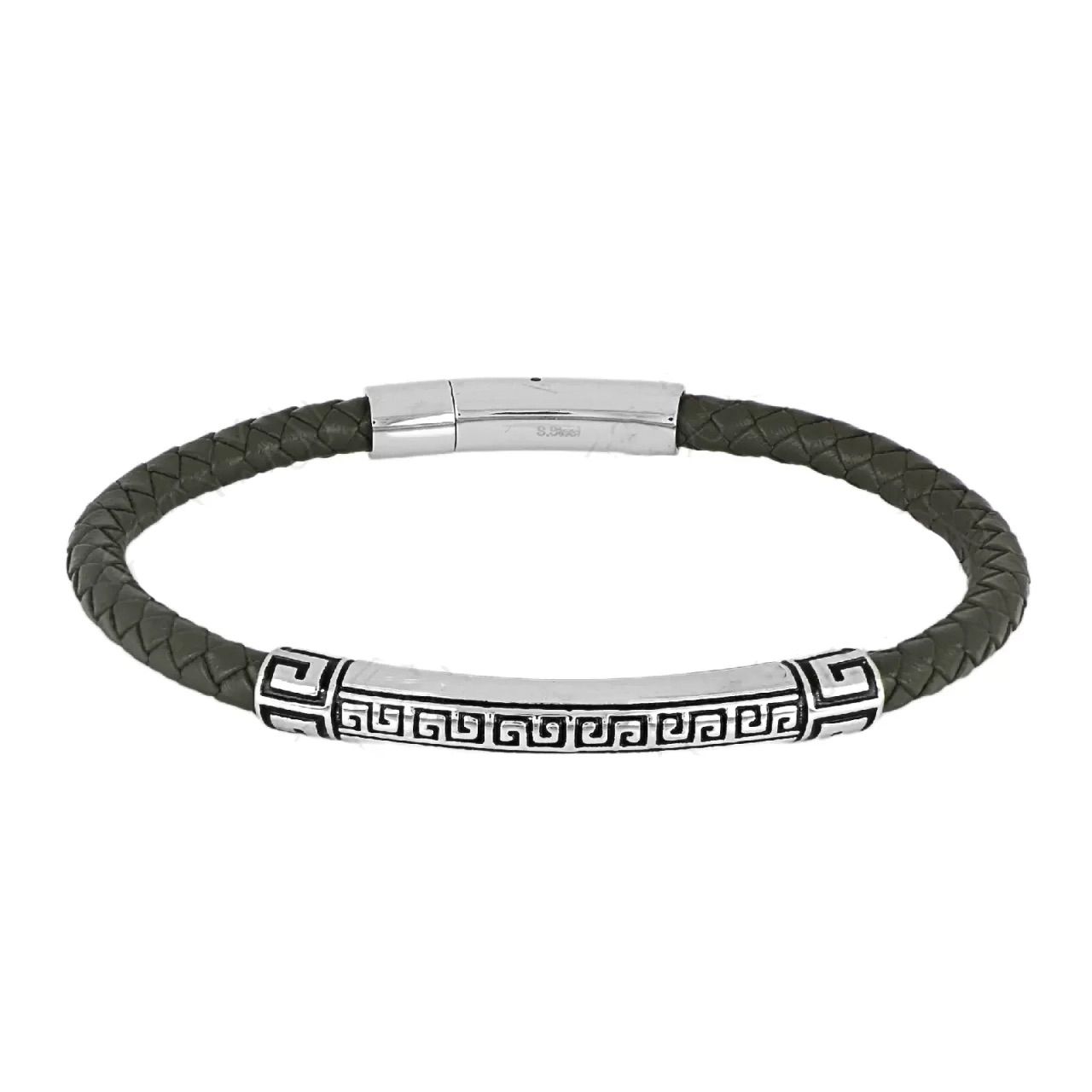Βραχιόλι Από Δέρμα Και Ατσάλι Με Μαίανδρο TU29886