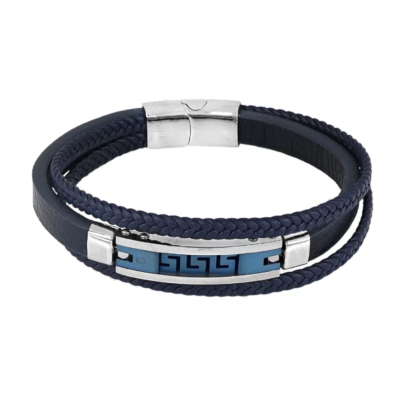 Βραχιόλι Από Δέρμα Και Ατσάλι Με Μαίανδρο TU29889