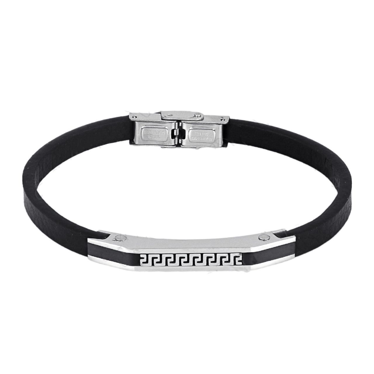 Βραχιόλι Από Δέρμα Και Ατσάλι Με Μαίανδρο TU29892