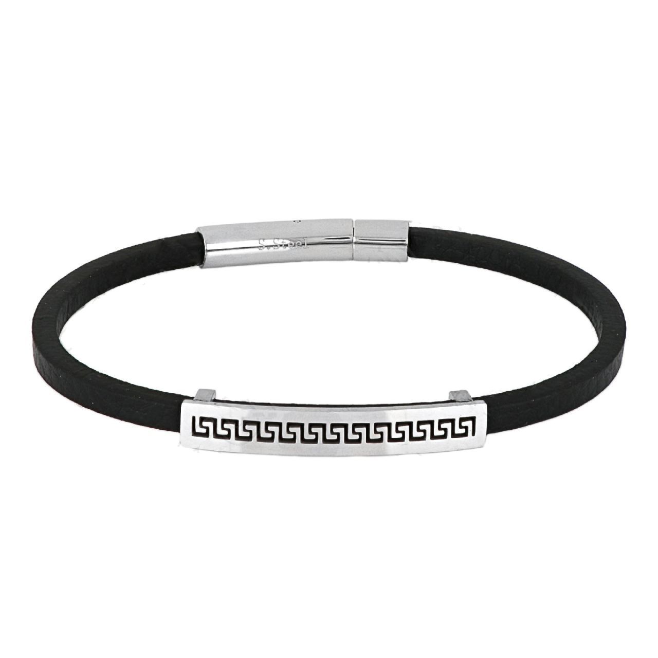 Βραχιόλι Από Δέρμα Και Ατσάλι Με Μαίανδρο TU29911
