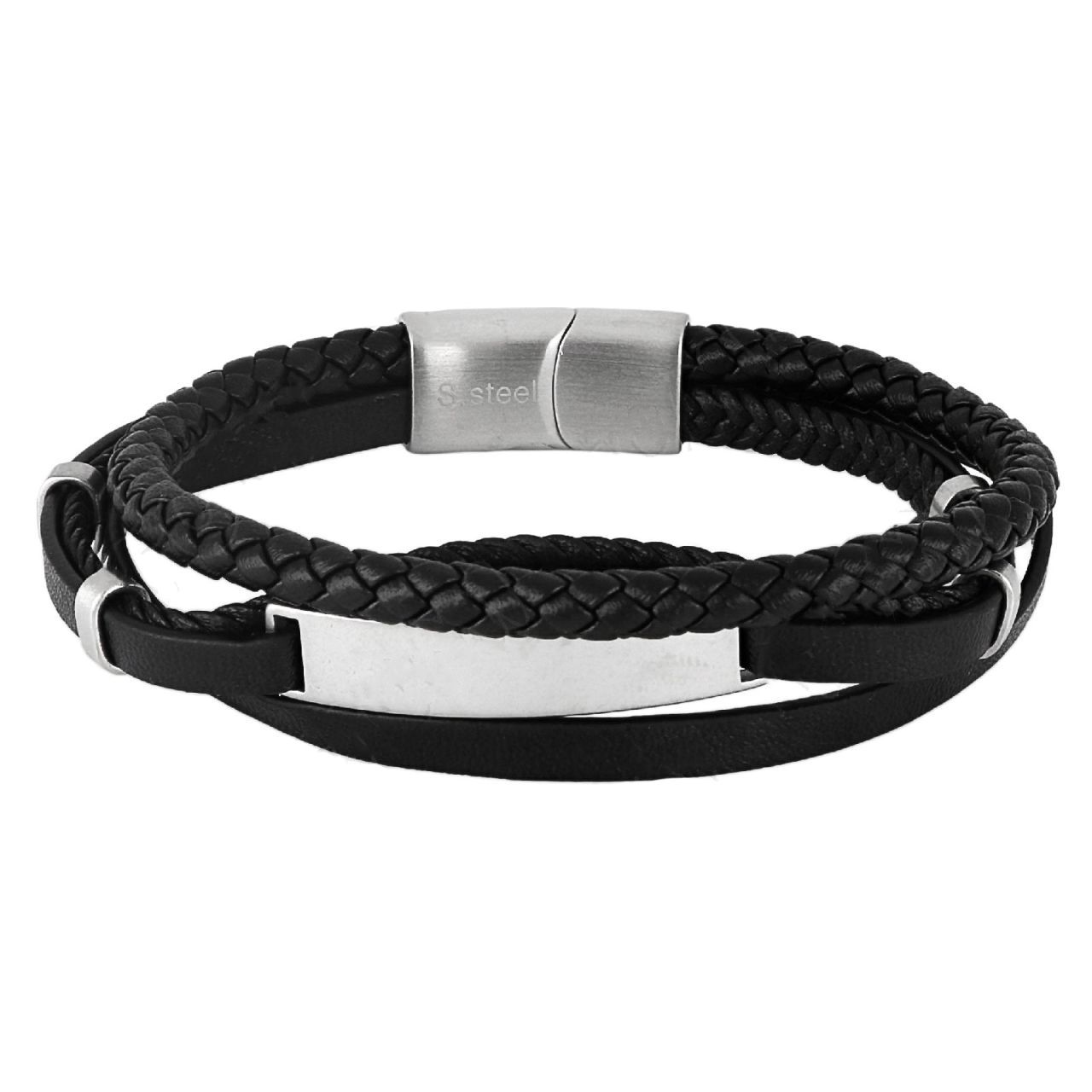 Βραχιόλι Από Δέρμα Και Ατσάλι Με Ταυτότητα TU29918