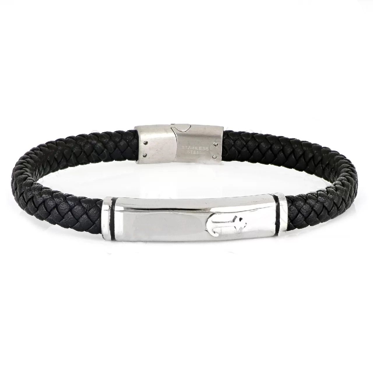 Βραχιόλι Από Δέρμα Και Ατσάλι Με Άγκυρα TU29942